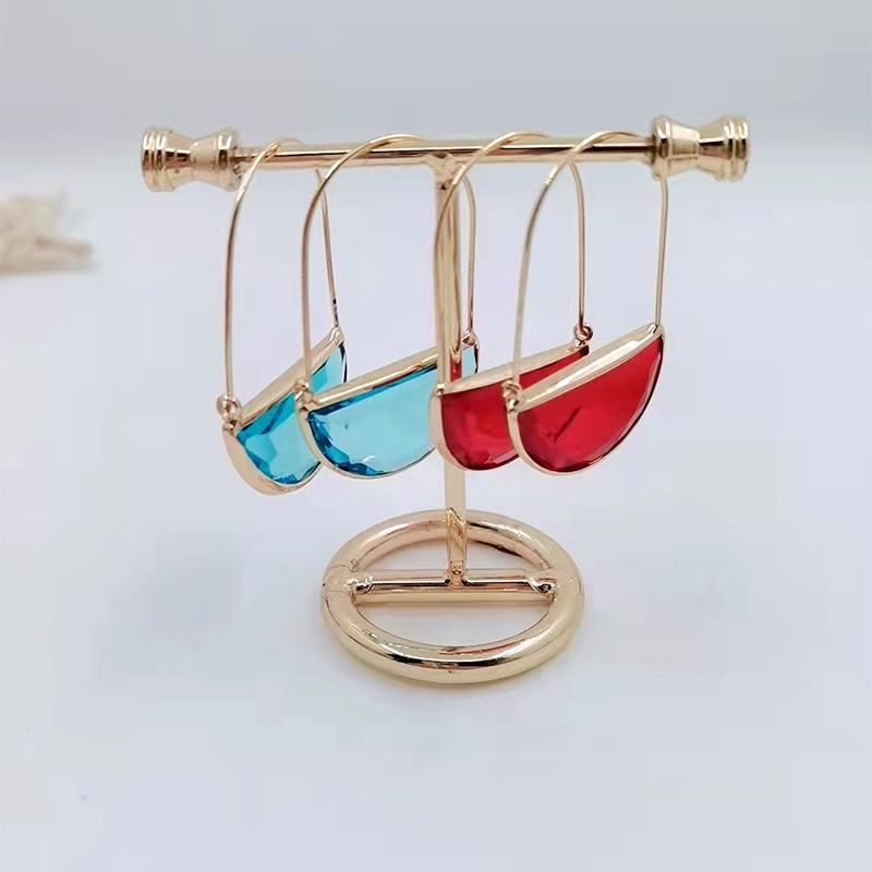Khuyên tai Pinkdudu PD653 hình tròn trong suốt nhiều màu thời trang cho nữ