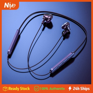 Niye Tai nghe thể thao từ tính mới thể thao không dây Bluetooth 5.0 Tai nghe Bluetooth với micrô