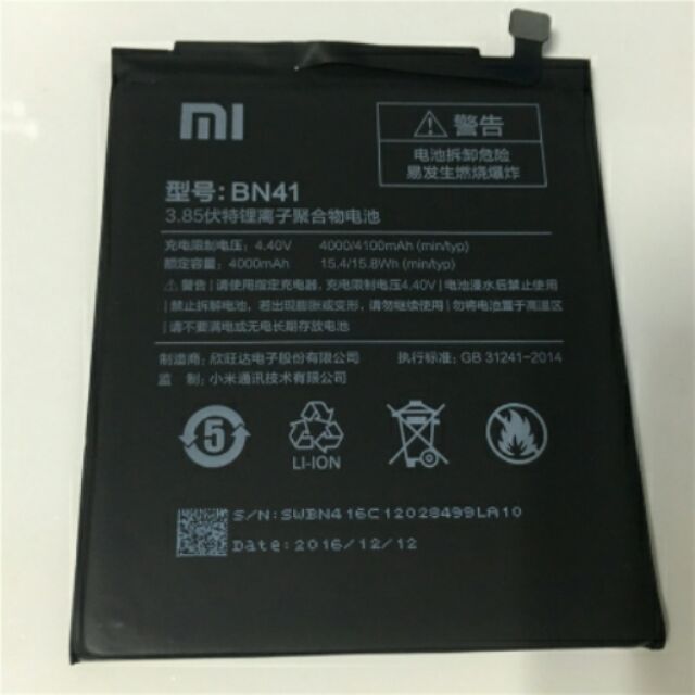 Pin Xiaomi Redmi note 1S/ BN41 xịn bảo hành 3 tháng