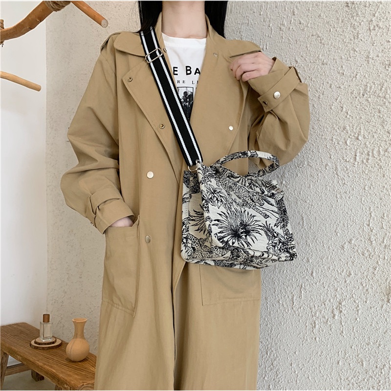 Túi tote Đeo Vai Bằng Vải canvas Thêu Tay Sức Chứa Lớn Mẫu Mới 2022 Cho Nữ