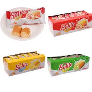 {CÓ BÁN THÙNG}Bánh bông lan cuộn kem vị dâu/bơ sữa/dứa Solite hộp 360g (20 cái)