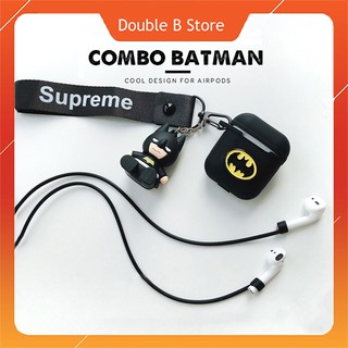 Combo 4 món case tai nghe không dây batman - case tai nhge, giá đỡ điện thoại, dây đeo, bộ chối rơi