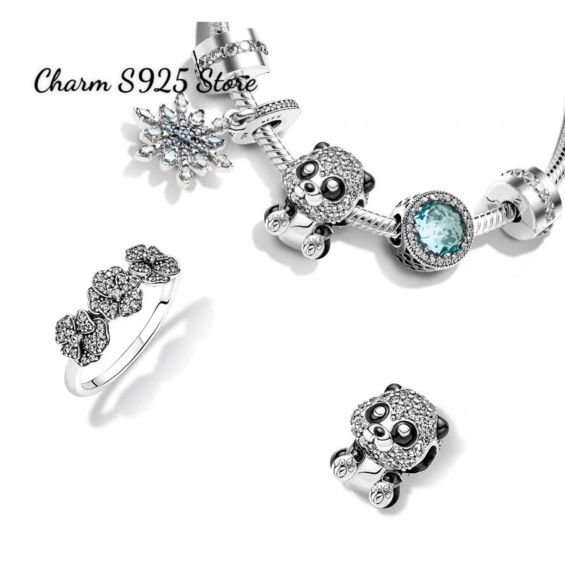 CHARM PAN ALE HÌNH GẤU ĐÍNH ĐÁ BẠC S925 CAO CẤP