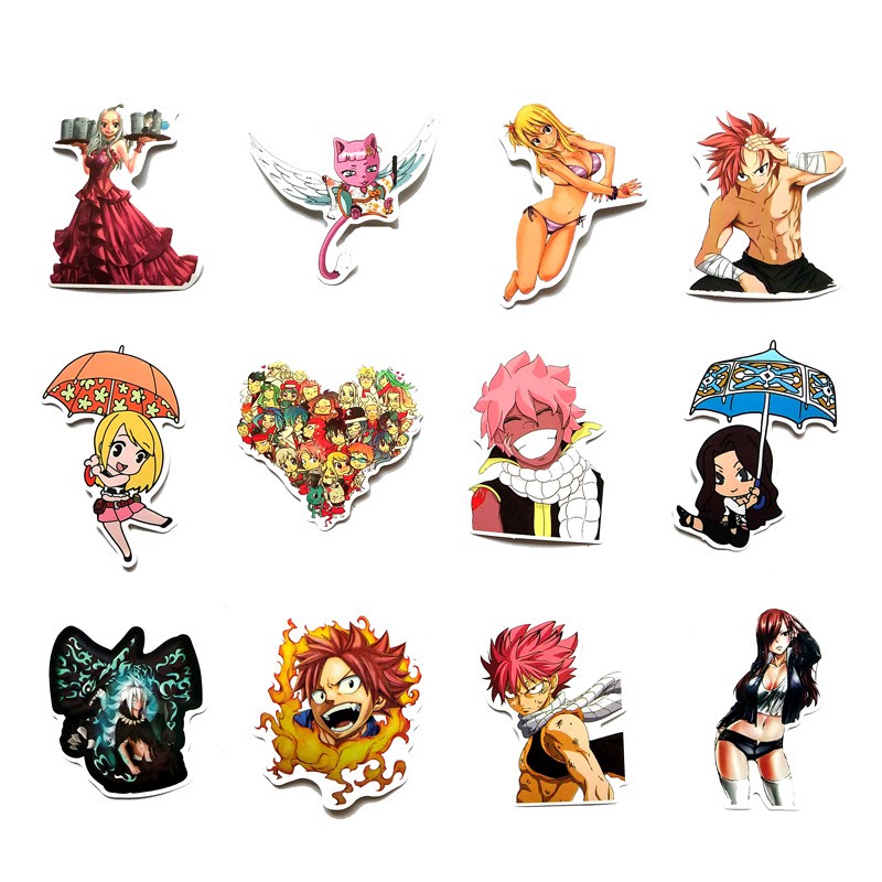 Miếng dán Sticker Anime Manga Fairy Tail (Hội đuôi tiên) trọn bộ 60 hình - In rõ ràng sắc nét khó tróc