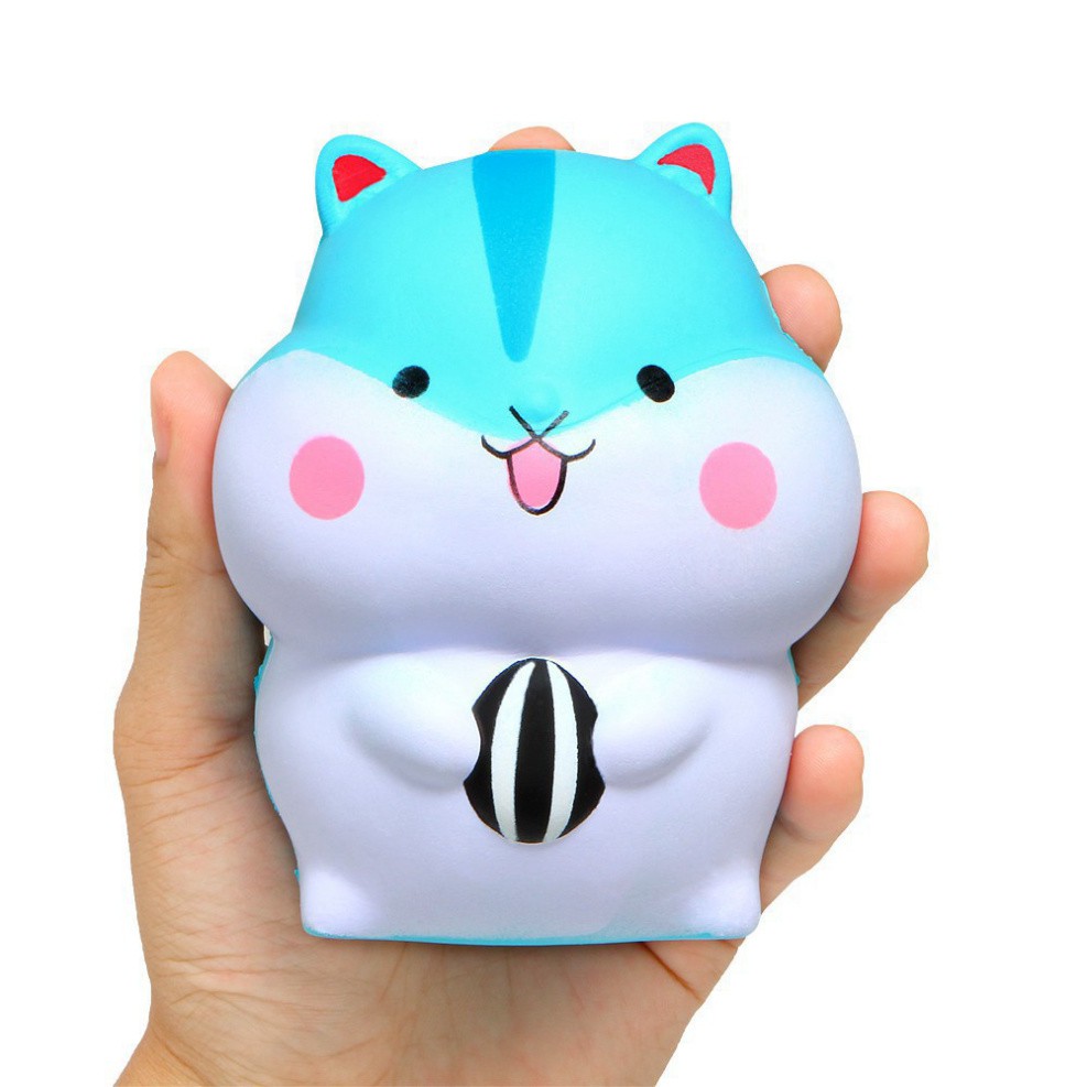 SQUISHY chuột hamster ôm bóng siêu đáng yêu màu xanh dương