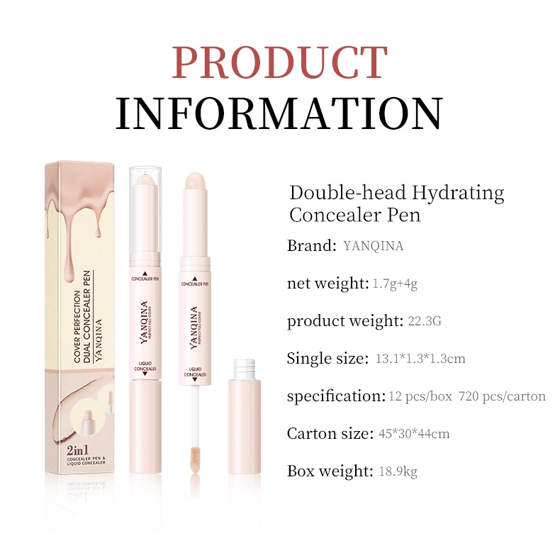 [Hàng mới về] Kem Che Khuyết Điểm Hai Đầu Yanqina Lâu Trôi Chống Thấm Nước Tiện Dụng | BigBuy360 - bigbuy360.vn