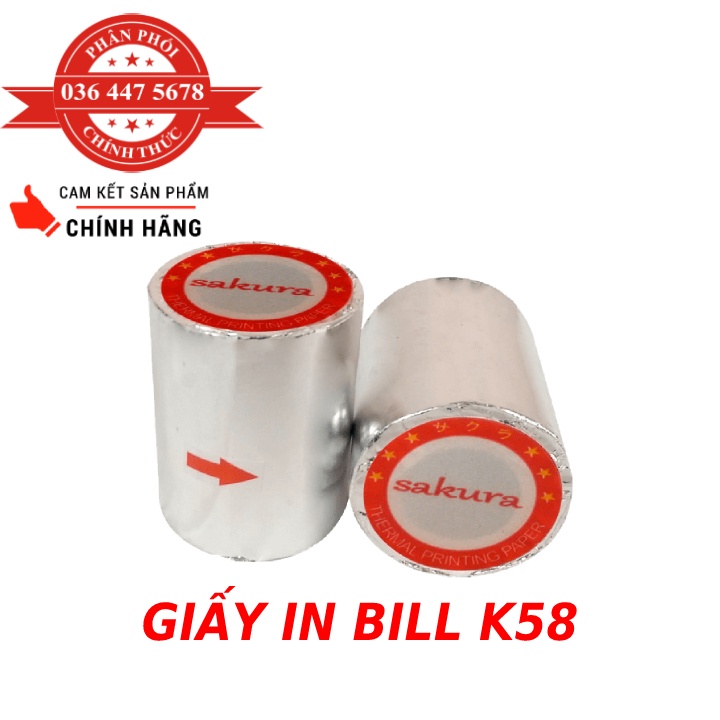 Giấy in nhiệt K80 K58  Giấy In Bill K80 - Giấy In Nhiệt K80 - Cuộn Lẻ Đường Kính 45mm