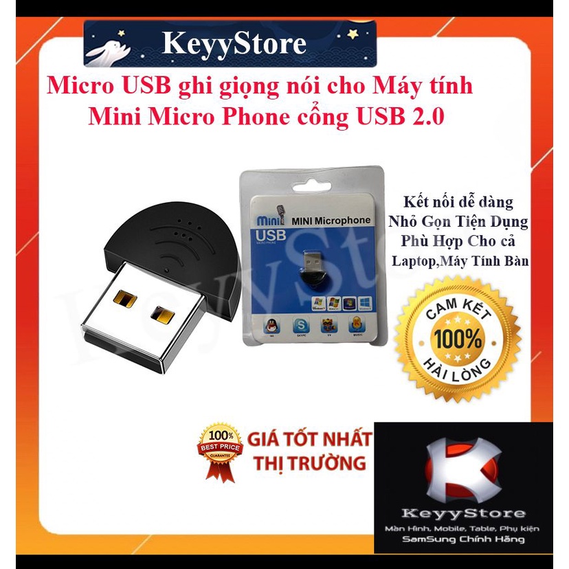 Micro USB ghi giọng nói cho máy tính laptop nhỏ tiện dụng Mini Micro Phone cổng USB 2.0 siêu nhỏ cho LapTop Máy Tính