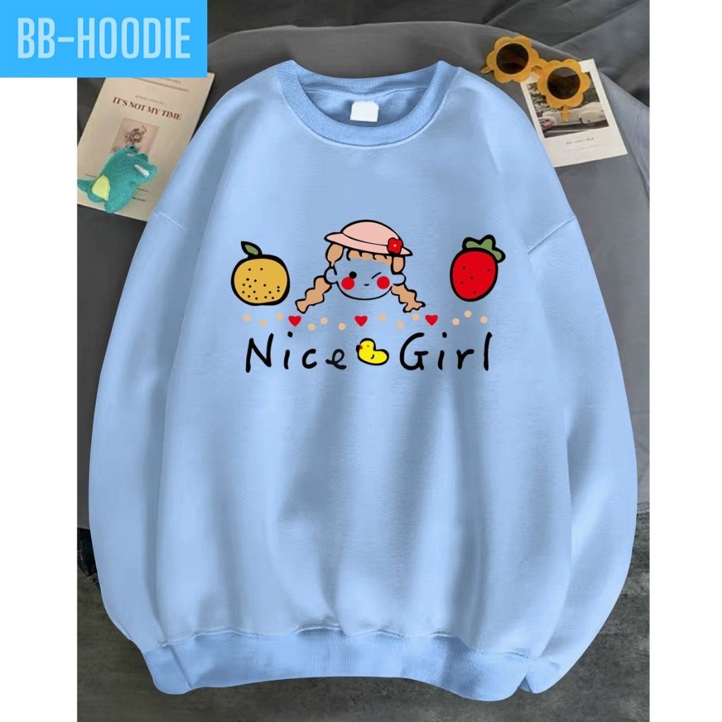 Áo Sweater Nỉ Bông NICE GIRL Thu Đông Ulzzang Unisex Form Rộng