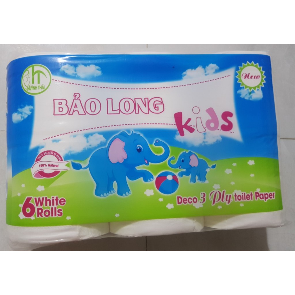 Giấy vệ sinh cao cấp siêu mềm mịn Bảo Long kids 6 cuộn