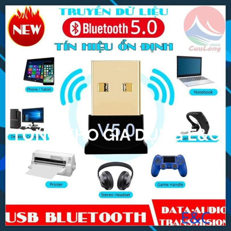 thiết bị tạo bluetooth cho máy tính PC laptop 5.0 LOẠI TỐT bắt sóng cực khỏe và ổn định usb bluetooth 5.0