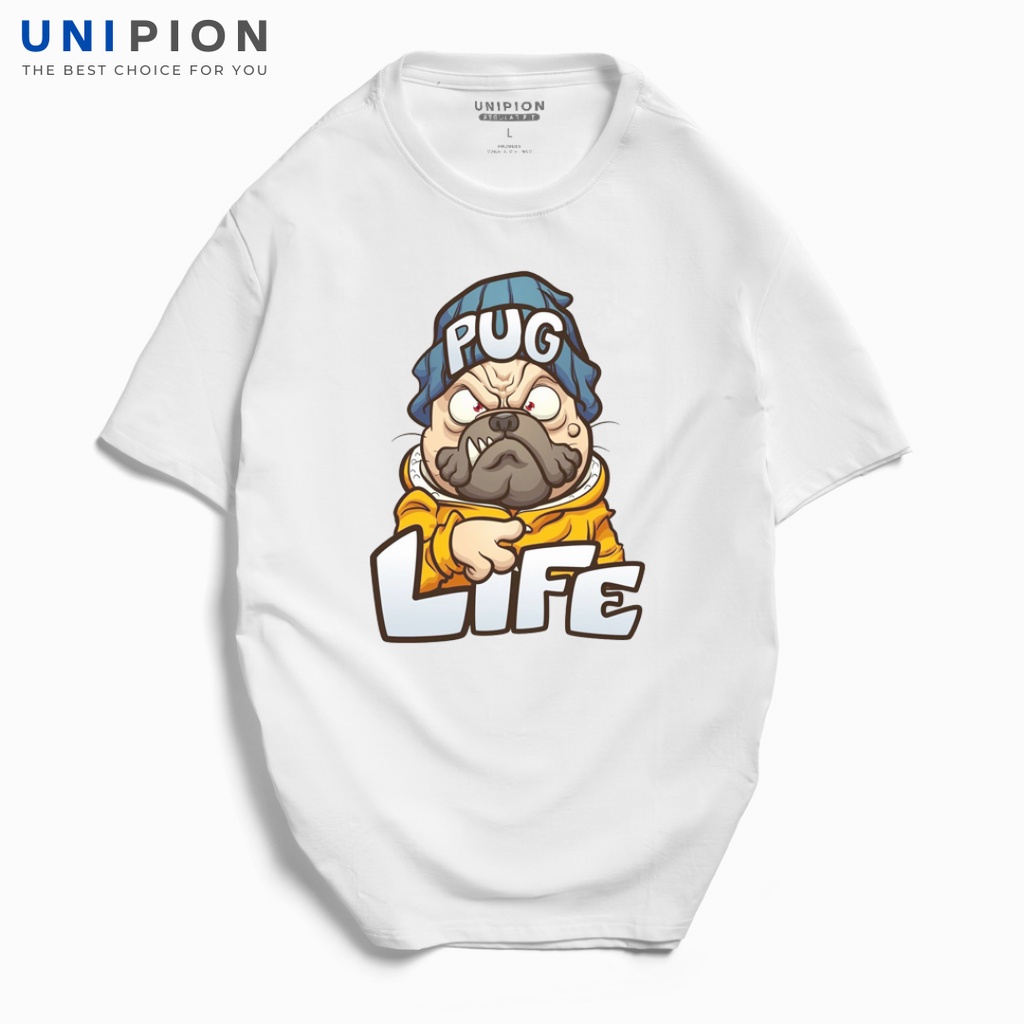 Áo thun nam cổ tròn PUGLIFE vải Cotton co giãn, dày dặn, form regular fit