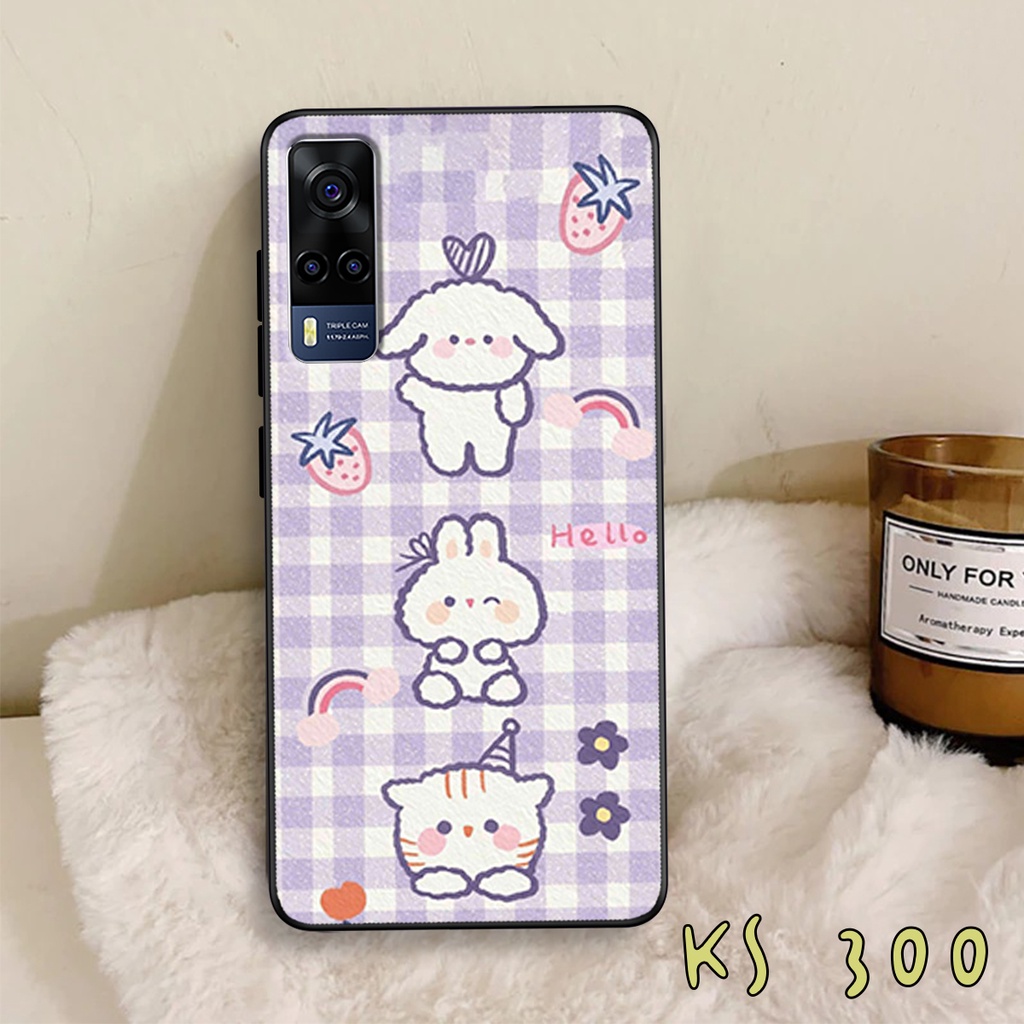 Ốp lưng Vivo Y72 5G - Y51 2020 - Y53s - Ốp lưng vivo in hình gấu &amp; thỏ đang yêu - lưng nhám viền TPU cao cấp