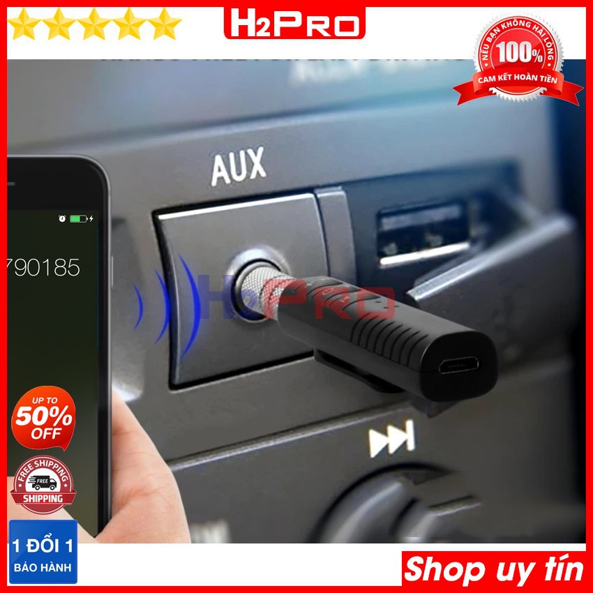 Thiết bị bluetooth cho xe hơi BT801 H2Pro cao cấp cắm jack AUX, thiết bị kết nối bluetooth cho amply-loa-tai nghe-TV