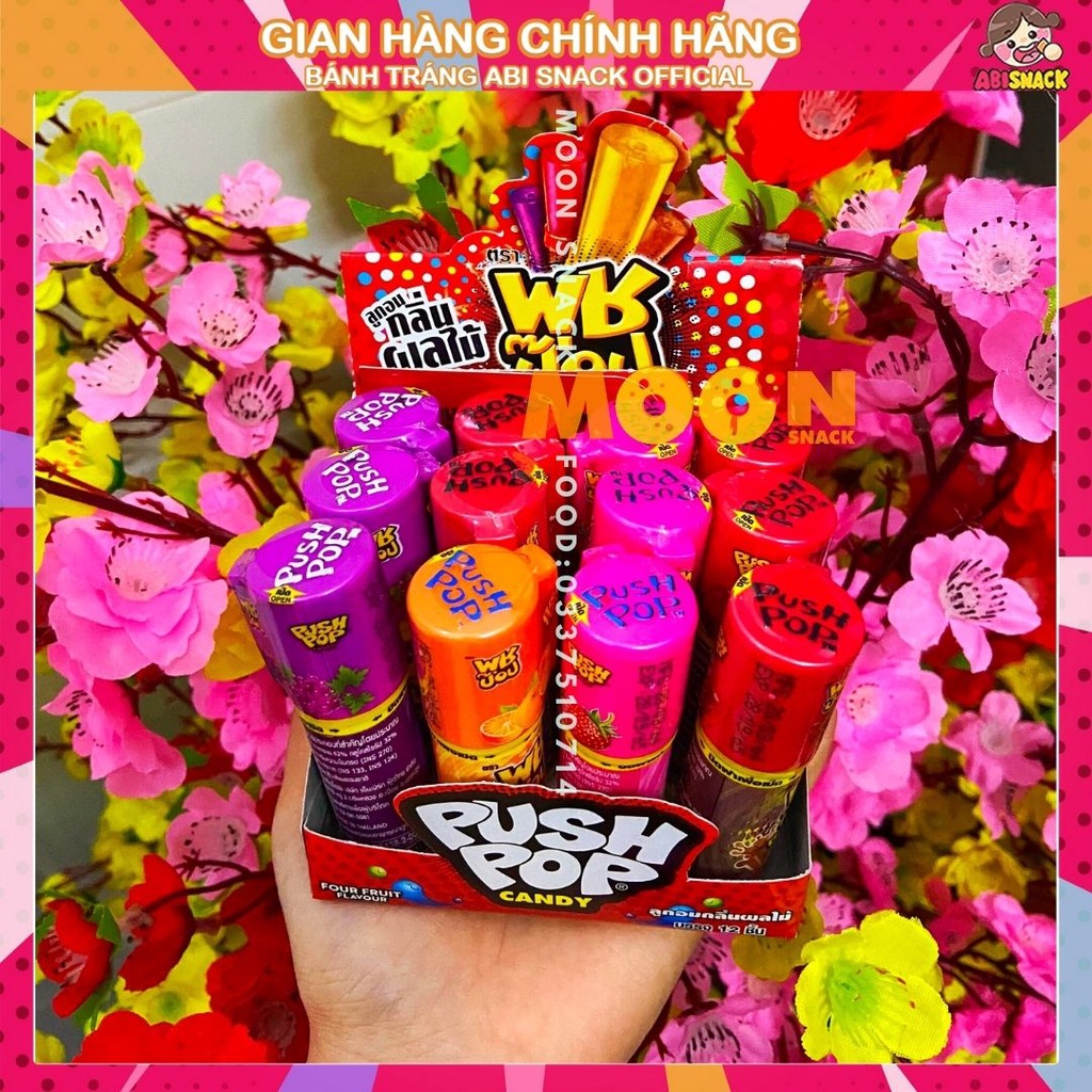 Siêu Hot Kẹo Son Thỏi Thái Lan 4 VỊ Cola-Nho-Cam- Dâu Push Pop Cây 14g