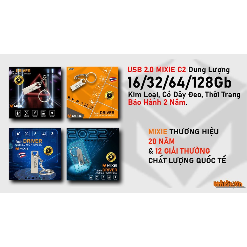 USB Mixie 64GB/32GB Vỏ nhôm chống nước, Bảo hành chính hãng 24 Tháng