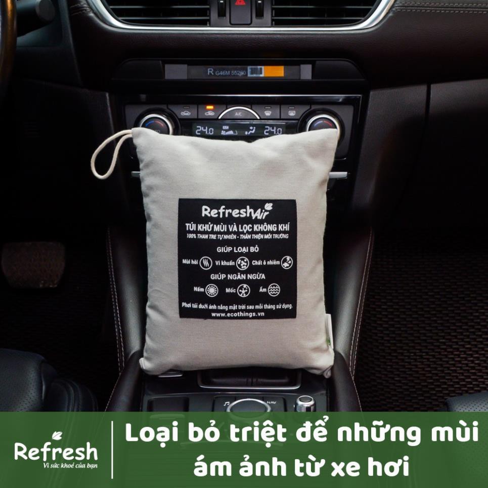 Túi than hoạt tính lọc không khí diệt khuẩn khử mùi giảm sóng điện từ cho ô tô 100% than tre tự nhiên - REFRESH AIR