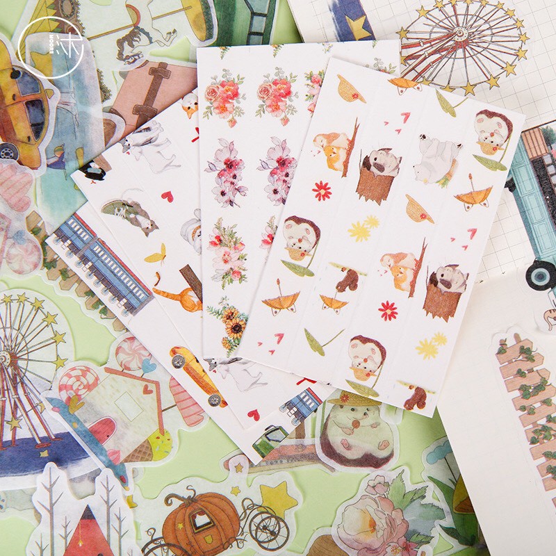 Túi 40 hình dán trang trí sổ mùa xuân