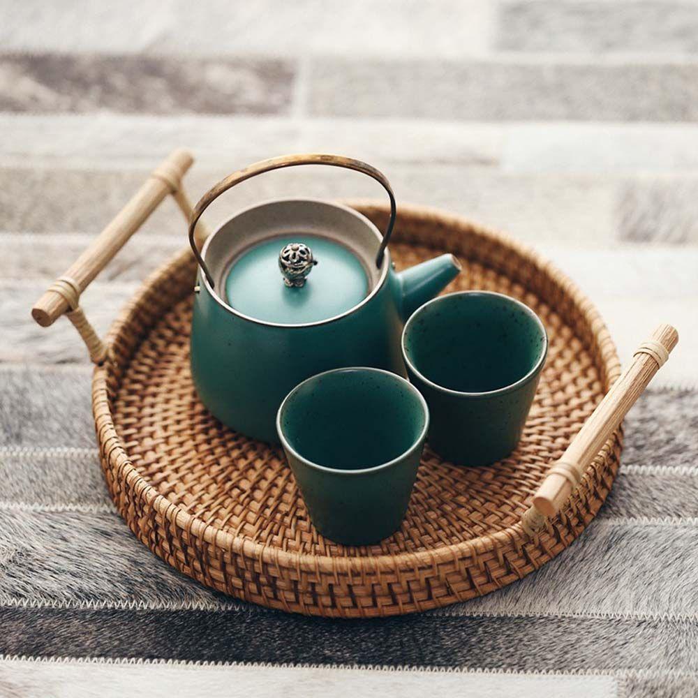 Khay Đựng Trái Cây Đan Mây Thủ Công 3 Kích Cỡ Có Tay Cầm Tiện Lợi