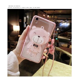 Ốp iphone gấu hồng có gương 6/6plus/7/8/X
