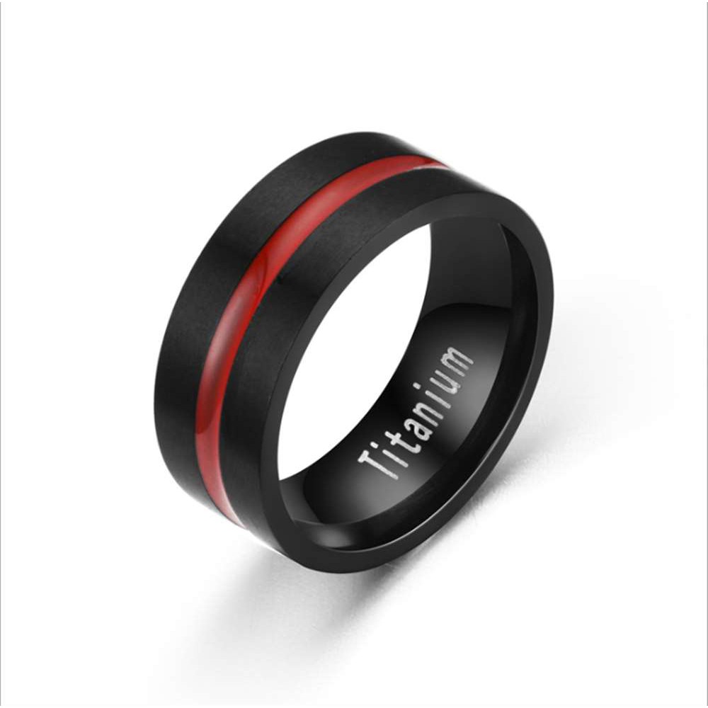 Nhẫn Thép Titan Màu Đen Đỏ sd042