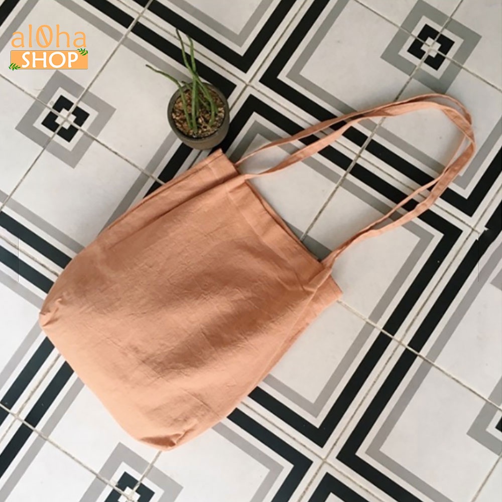 Túi tote đeo vai vải bố canvas trơn T036 nữ đựng đồ đi học, đi chơi mềm đẹp - al0ha Shop