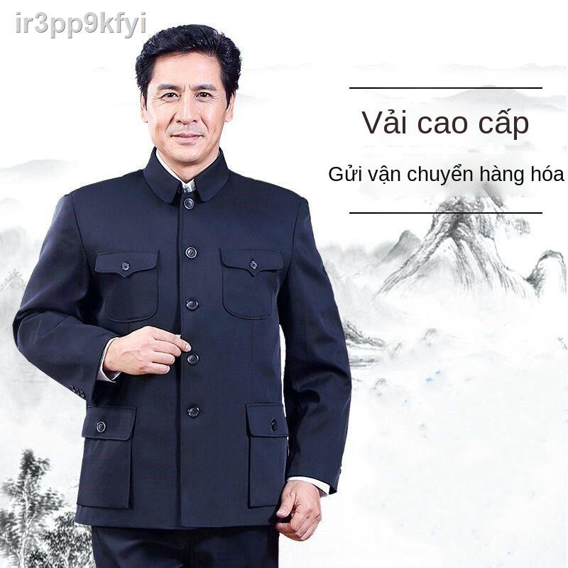 ✑Áo dài nam giới trung niên và người cao tuổi phù hợp với quần áo người cao tuổi của đàn ông ông ngoại áo k