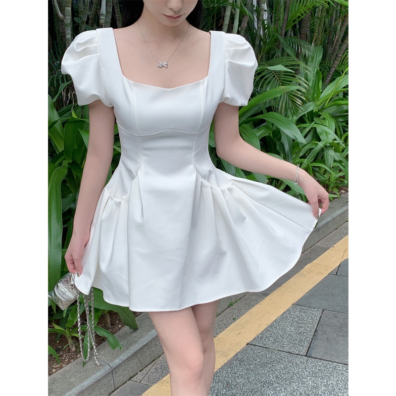 Đầm Ngắn Tay Phồng Ôm Eo Thời Trang Mùa Hè Hàn Quốc Gợi Cảm Hàng Mới Dành Cho Bạn Nữ