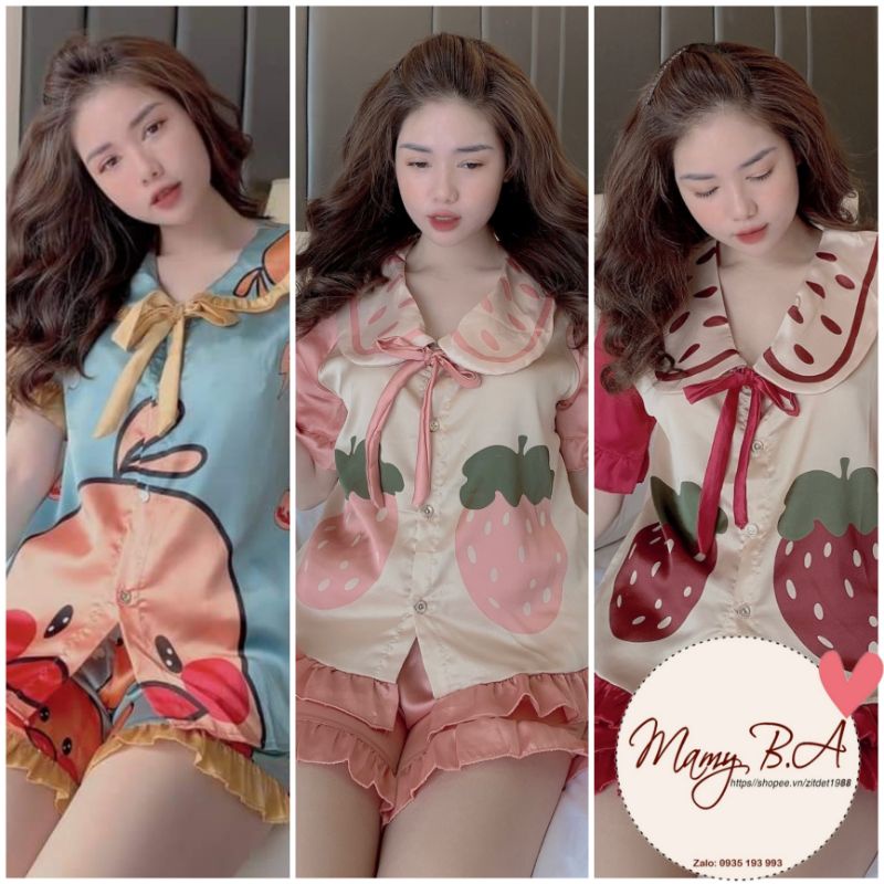 Pijama tiểu thư lụa cao cấp tay ngắn quần dài - Đồ ngủ nữ lụa lọai 1 không nhăn (ẢNH THẬT CỦA SHOP)
