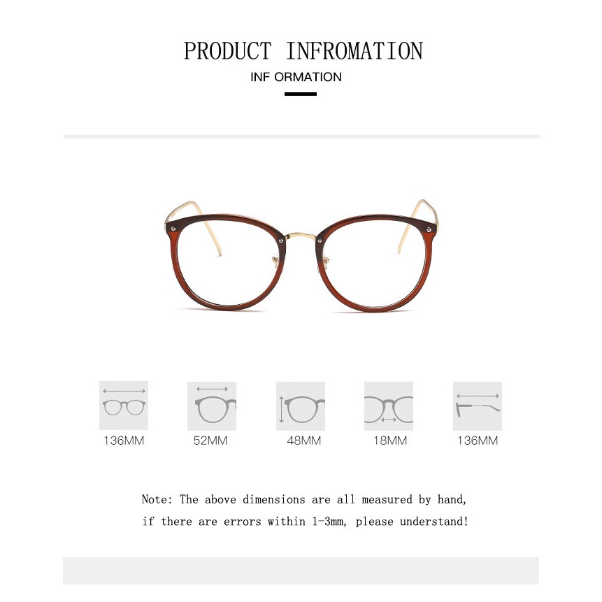 【kifli】Mắt Kính Gọng Tròn Trong Suốt Phong Cách Retro