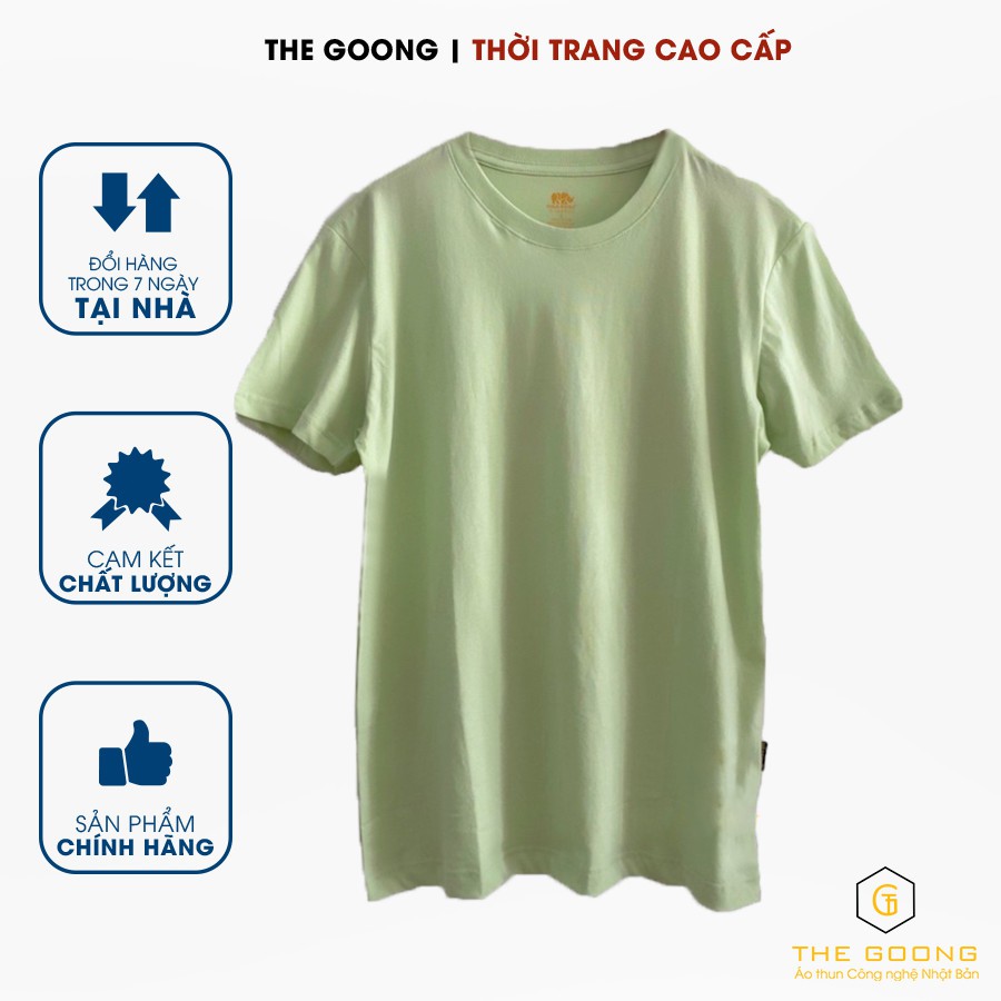 Áo Phông Trơn Nam TheGoong Cổ Tròn, Áo Thun Trơn Basic Cotton Cao Cấp Hàng Hiệu Không Cổ Thoáng Mát Tay Ngắn Màu Cốm Sữa