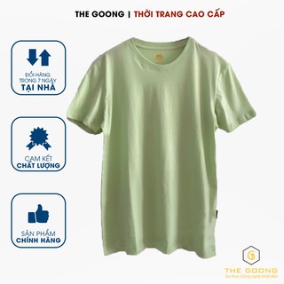 Áo Phông Trơn Nam TheGoong Cổ Tròn, Áo Thun Trơn Basic Cotton Cao Cấp Hàng Hiệu Không Cổ Thoáng Mát Tay Ngắn Màu Cốm Sữa