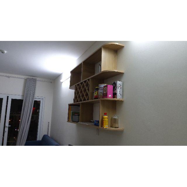 [ SALE NGÀY CUỐI] Kệ rượu Gỗ treo tường 1.6m phòng khách/phòng bếp- GP46.3
