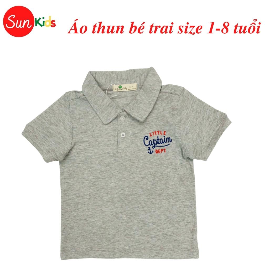 Áo thun bé trai, áo phông bé trai có cổ, size 1-8 tuổi, chất cotton mềm mát - SUNKIDS