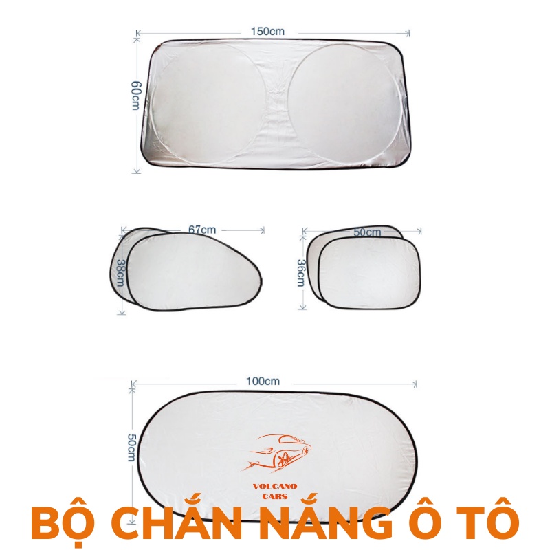 Tấm che nắng ô tô, tấm chắn nắng xe hơi tráng bạc combo 6 tấm chống nóng, cách nhiệt, phản quang loại tự dính đa năng