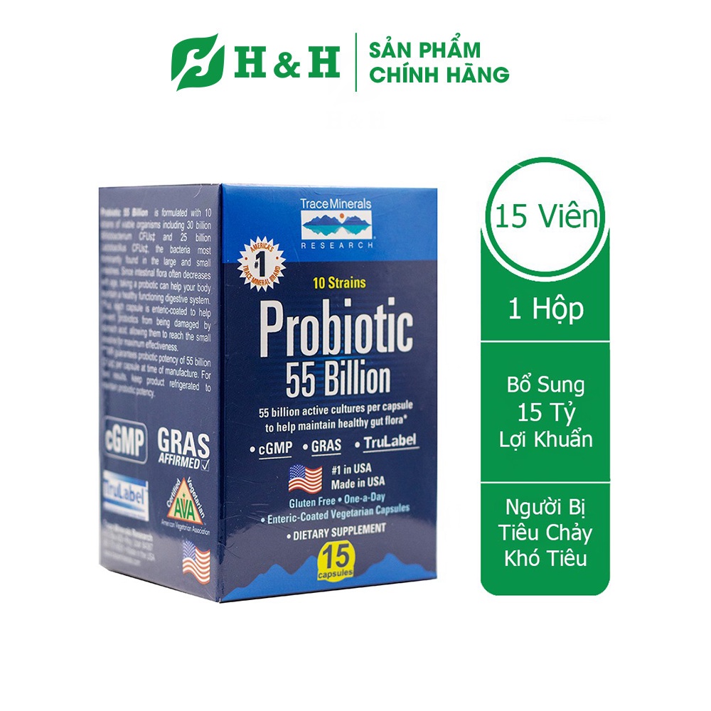 TraceMinerals Probiotic 55 Billion  – Viên uống bổ sung lợi khuẩn, tăng cường sức khỏe cho hệ tiêu hóa
