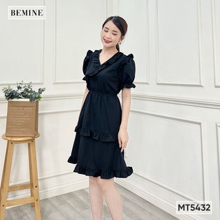 Đầm cổ V phối bèo BEMINE MT5432DEN