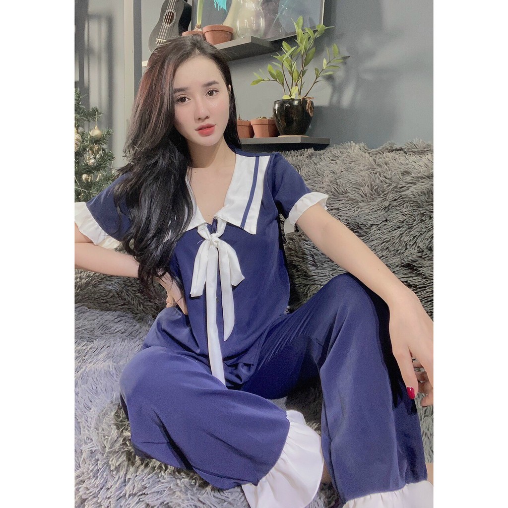 Đồ bộ nữ mặc nhà Pijama tiểu thư thắt nơ MTB1 Đồ ngủ LỤA SATIN mặc nhà cao cấp