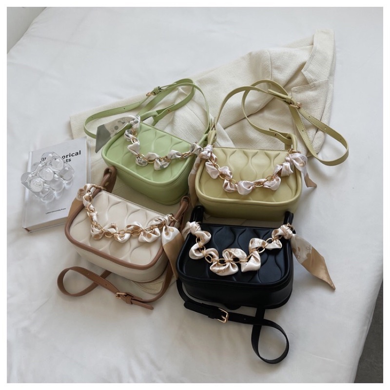 Túi xách đeo vai hình vuông phối dây xích thời trang mùa hè 2022 cho nữ