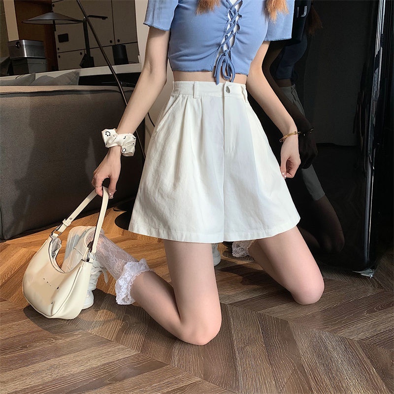 Quần Short Denim Lưng Cao Ống Rộng Thời Trang Cho Nữ