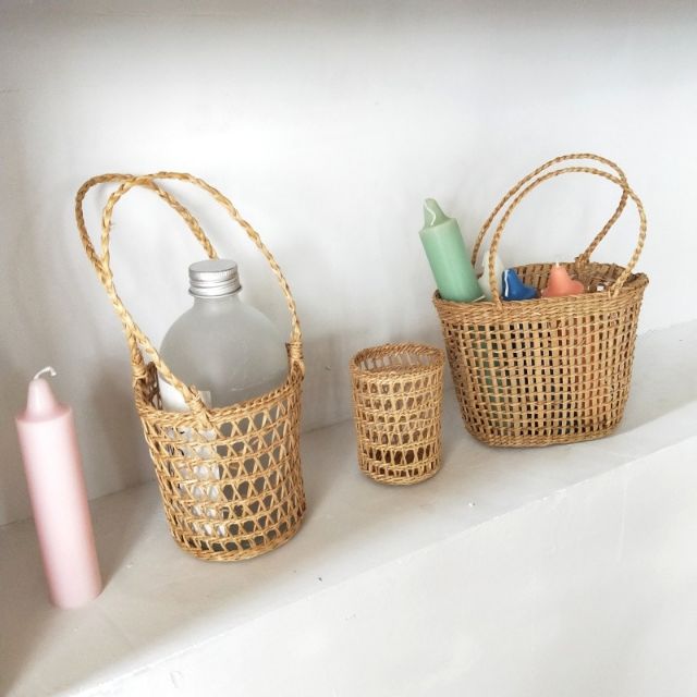 Giỏ cói treo hoa, đựng quả, hành tỏi gia vị...