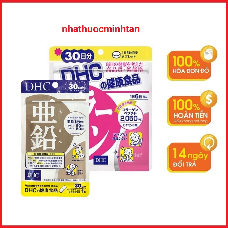Combo Viên uống DHC Chống Lão Hoá 30 Ngày (Kẽm &amp; Collagen)