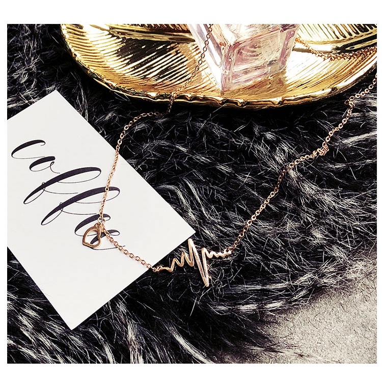 Vòng cổ Thép Titan Mặt Nhịp Tim Phong Cách Hàn Quốc