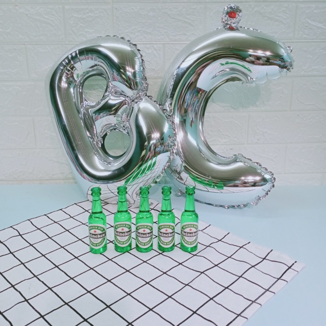 Chai nước lúa mạch sủi bọt mini trang trí bánh sinh nhật