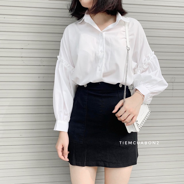 Áo sơ mi tay điệu trắng