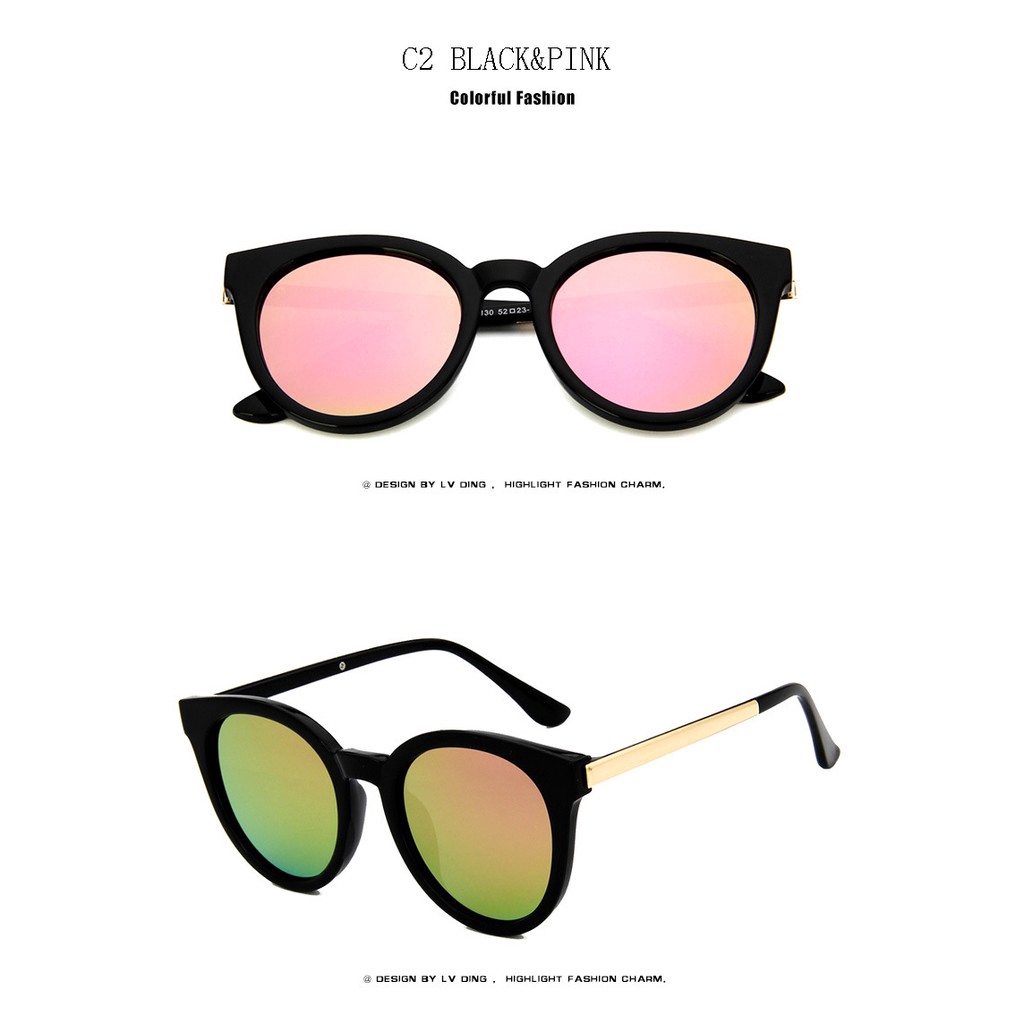 Kính mát SAMJUNE mắt mèo tráng gương phong cách cổ điển