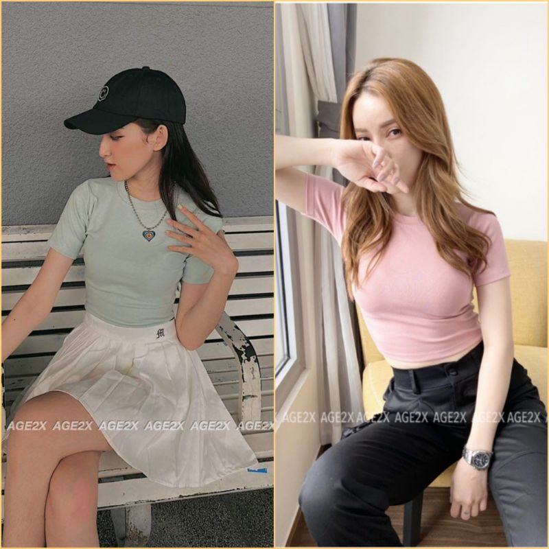 ÁO CROPTOP NỮ #AGE2X 6 MÀU TAY NGẮN