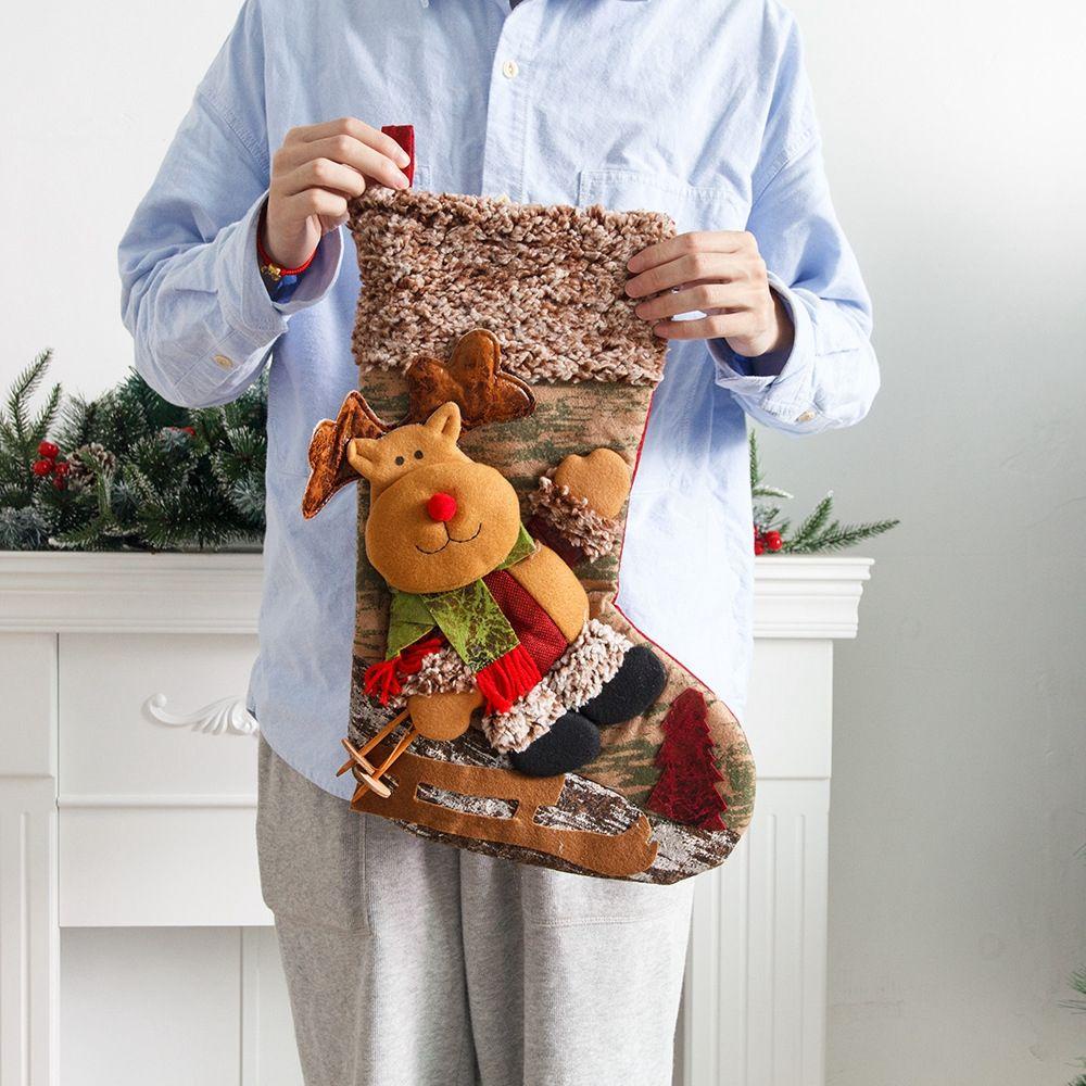 Vớ Giáng Sinh / Năm Mới Bằng Vải Lông Trang Trí Lửa