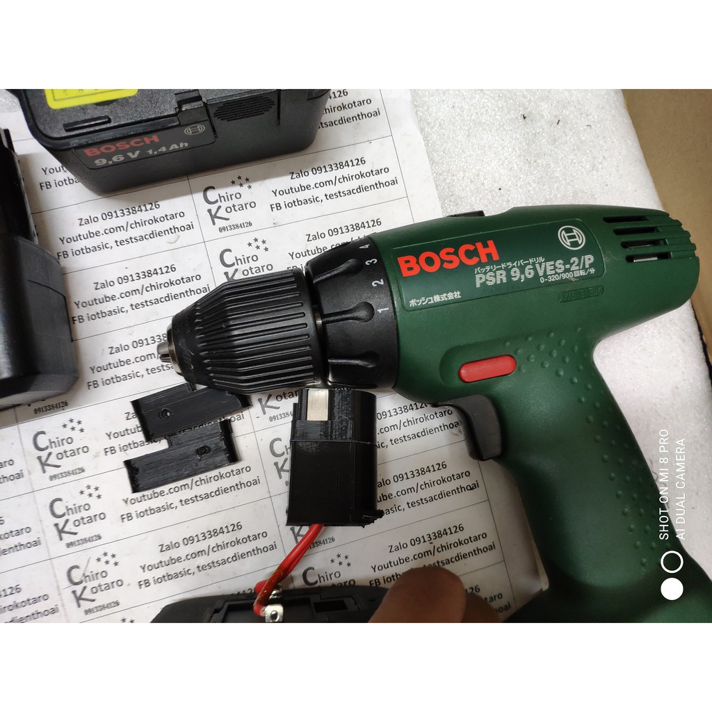 Đế chuyển pin máy khoan, vit Bosch 9.6V NiCD sang dùng hộp pin cài Makita