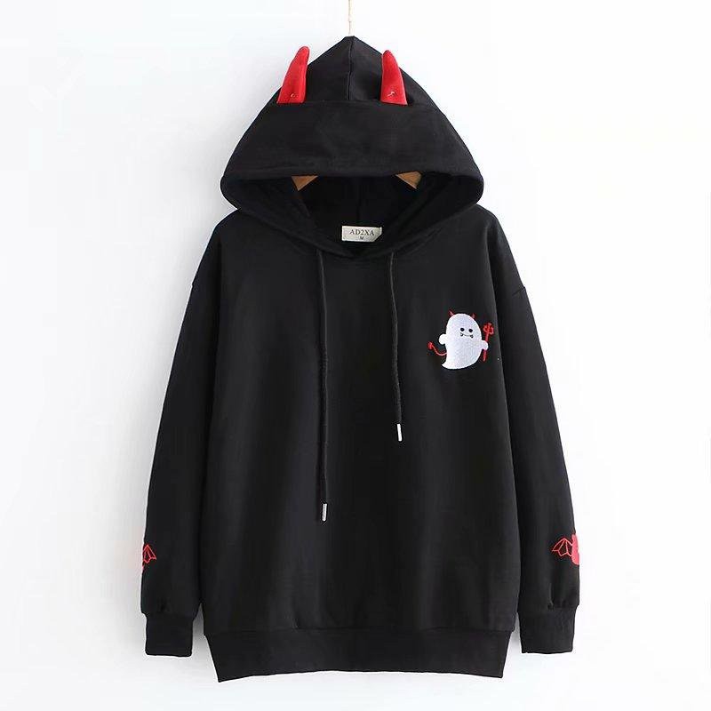 Áo Khoác Nỉ Hoodie Quỷ Dơi Cute KN19 Đen - ÁO KHOÁC NỈ HOODIE QUỶ DƠI CUTE UNISEX NAM NỮ | BigBuy360 - bigbuy360.vn